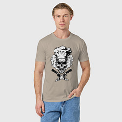 Футболка хлопковая мужская The cooks skull, цвет: миндальный — фото 2