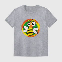 Футболка хлопковая мужская Смешная мультяшная пчела, цвет: меланж