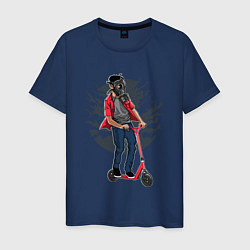 Мужская футболка Мальчик на самокате в противогазе