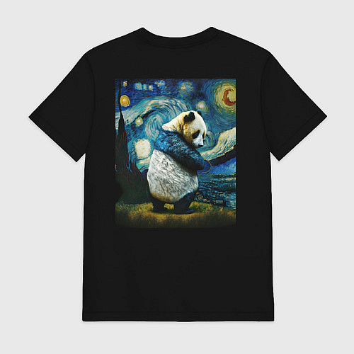 Мужская футболка Панда Ван Гога / Черный – фото 2