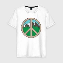 Футболка хлопковая мужская Peace nature, цвет: белый