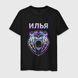 Мужская футболка Илья голограмма медведь