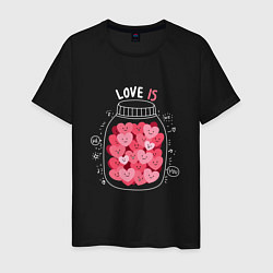Мужская футболка Баночка с сердцами: love is