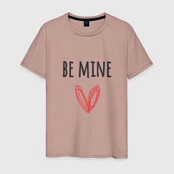 Футболка хлопковая мужская Be mine - doodle heart, цвет: пыльно-розовый