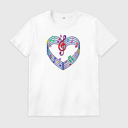 Мужская футболка Цветные ноты и скрипичный ключ