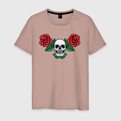 Мужская футболка Череп и красные розы