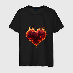 Мужская футболка Горящее сердце огонь любовь день святого валентина