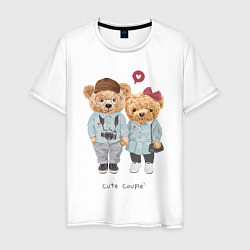 Футболка хлопковая мужская Cute couple, цвет: белый