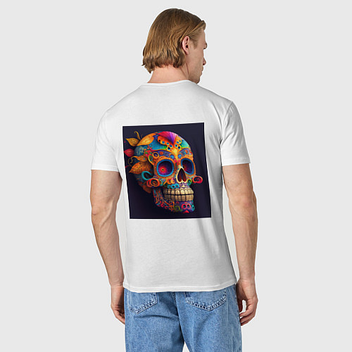 Мужская футболка Разноцветные черепа / Белый – фото 4