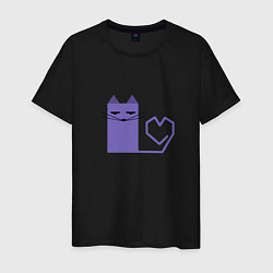 Мужская футболка Кот с сердечком в минимализме