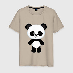 Футболка хлопковая мужская Панда милашка, цвет: миндальный