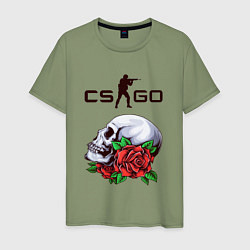 Мужская футболка Контра и череп с розами