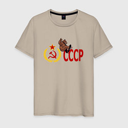 Мужская футболка СССР и медведь на скейте