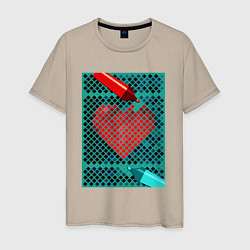 Мужская футболка Красное сердце маркером