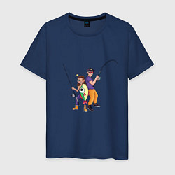 Мужская футболка Девушка и парень на рыбалке