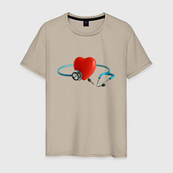 Мужская футболка Здоровое сердце - стетоскоп