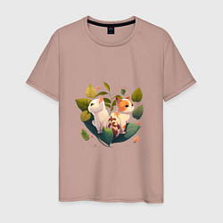 Мужская футболка Милые коты любви в цветах