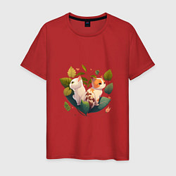 Мужская футболка Милые коты любви в цветах