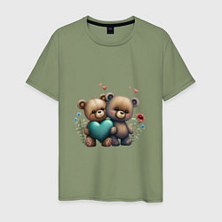 Мужская футболка Плюшевые медведи с сердцем