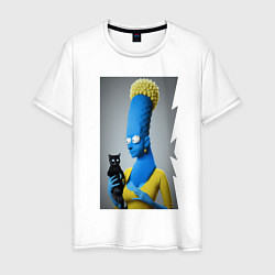 Мужская футболка Marge Simpson and black cat - нейросеть - fantasy