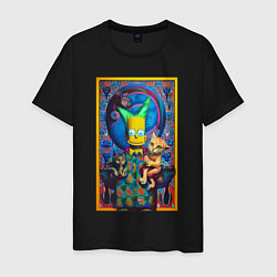 Футболка хлопковая мужская Bart Simpson and cats - нейросеть - плакат, цвет: черный