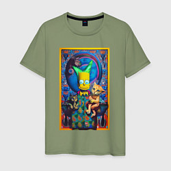 Мужская футболка Bart Simpson and cats - нейросеть - плакат