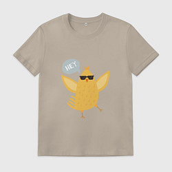 Футболка хлопковая мужская Забавный цыпленок, цвет: миндальный