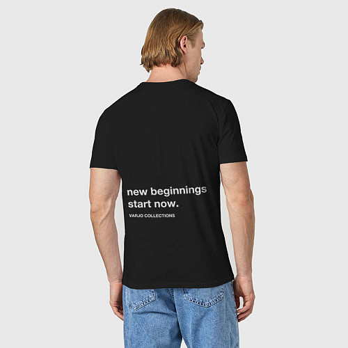 Мужская футболка Новые начала начинаются сейчас / Черный – фото 4