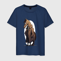 Мужская футболка Мультяшный конь в пальто