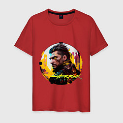 Футболка хлопковая мужская Cyberpunk, Luxury agario style, цвет: красный