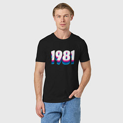 Футболка хлопковая мужская Made in 1981 vintage art, цвет: черный — фото 2