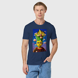 Футболка хлопковая мужская Bart Simpson - neural network - fantasy - art, цвет: тёмно-синий — фото 2