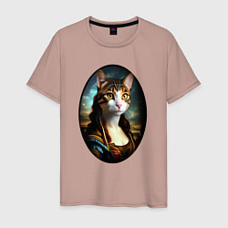 Мужская футболка Леди кошка - нейросеть - портрет