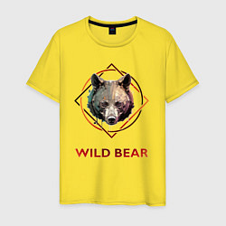 Футболка хлопковая мужская Медведь в рамке Wild Bear, цвет: желтый