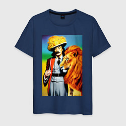 Мужская футболка Salvador Dali and lion