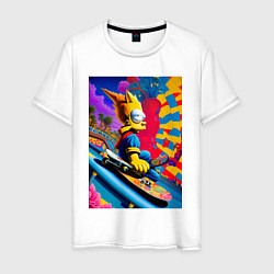 Мужская футболка Барт Симпсон скейтбордист - нейросеть