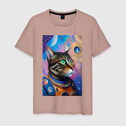 Мужская футболка Кот в космосе - нейросеть