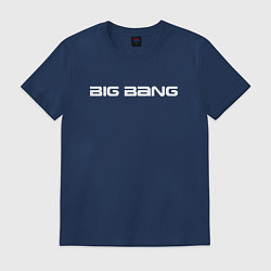 Футболка хлопковая мужская Big bang белый логотип, цвет: тёмно-синий