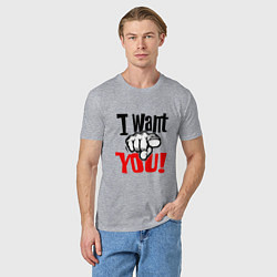 Футболка хлопковая мужская I want you фраза, цвет: меланж — фото 2