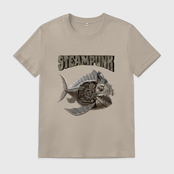 Мужская футболка Рыба-воздухоплавательная машина стимпанк