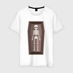 Мужская футболка Скелет в объёмном гробу