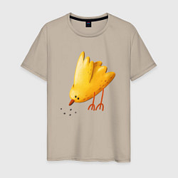 Мужская футболка Желтая птичка клюет зерна