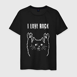 Мужская футболка I love rock рок кот