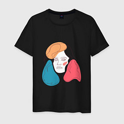Мужская футболка Линейный портрет девушки в стиле минимализм