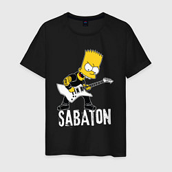 Футболка хлопковая мужская Sabaton Барт Симпсон рокер, цвет: черный