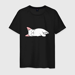 Мужская футболка Lazy white cat