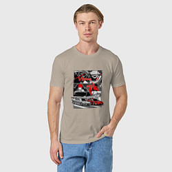Футболка хлопковая мужская Auto racing, цвет: миндальный — фото 2