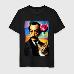 Мужская футболка Salvador Dali and cat