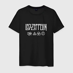 Футболка хлопковая мужская Led Zeppelin символы, цвет: черный