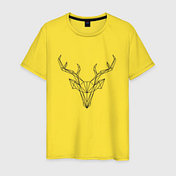 Мужская футболка Черная полигональная голова оленя